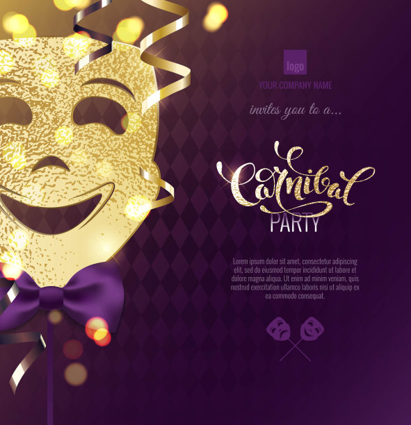 小丑狂欢节面具上彩色模糊的背景。图片下载