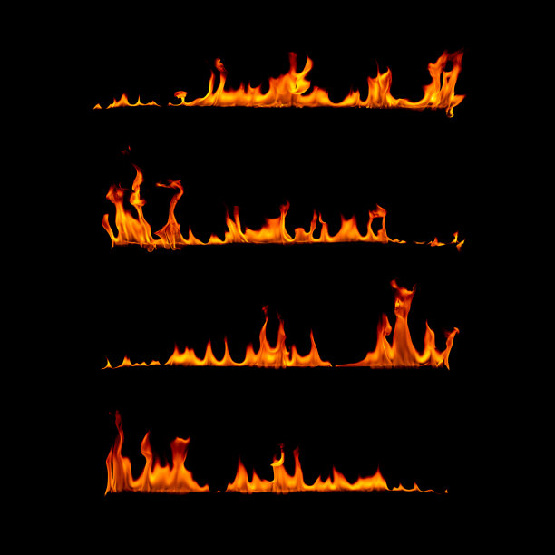 一组软火边界孤立在黑色图片下载