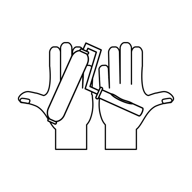 手与油漆辊矢量插图图片下载