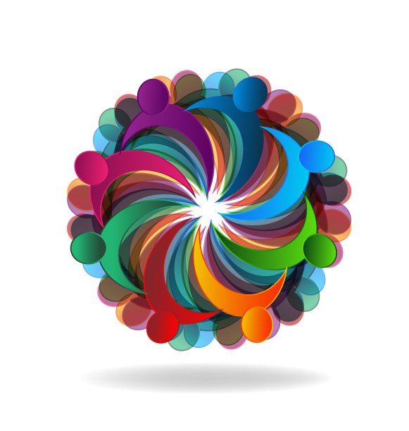 团队商务会议五彩缤纷拥挤的人们在拥抱图片下载