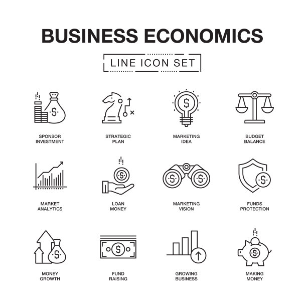 商业经济线图标集图片下载