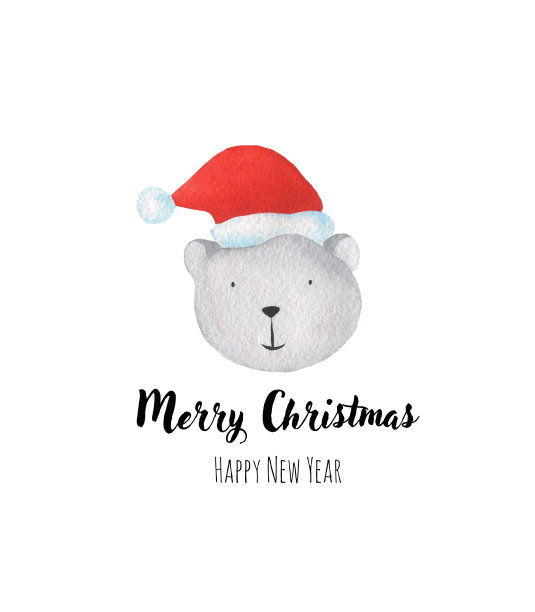 戴着圣诞帽的可爱熊图片下载