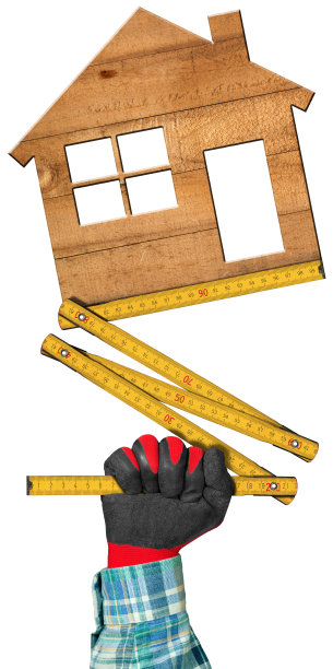 手握折尺和房子图片下载
