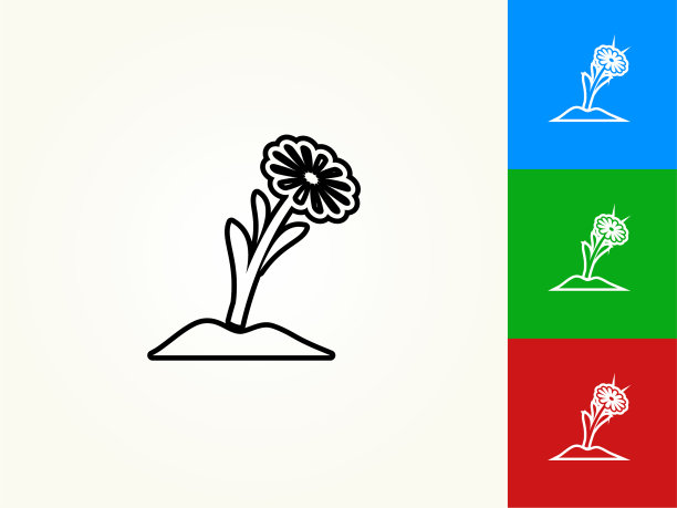 花黑色描边线性图标图片下载