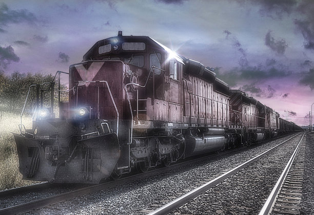 红色的货物列车图片下载