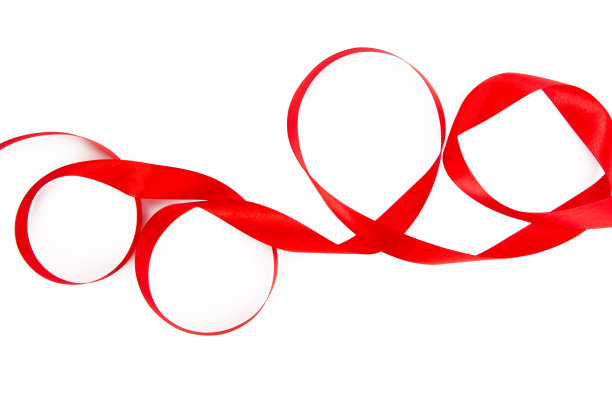 白色背景上的红丝带图片下载