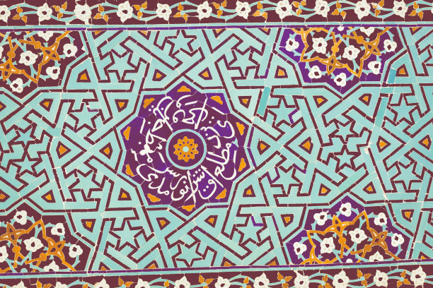 伊朗亚兹德的清真寺，蓝色阿拉伯风图片下载