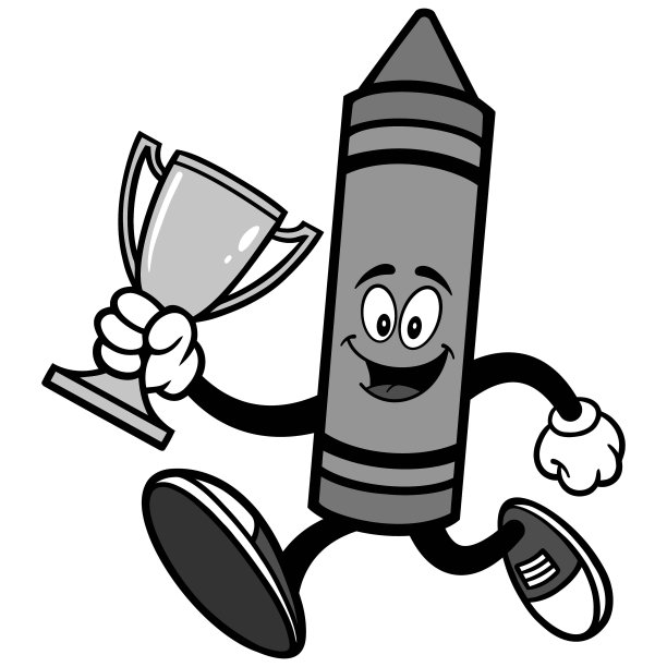 蜡笔跑步与奖杯插图图片下载