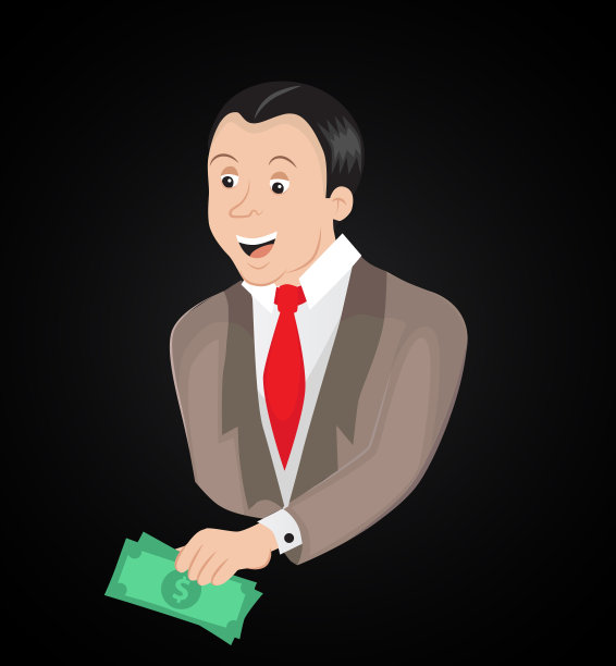 男人与现金-复古插图。图片下载