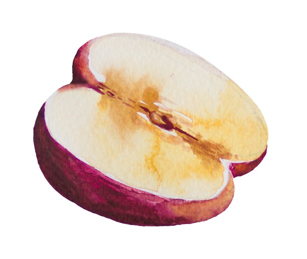 半苹果画，用水彩画的。图片下载