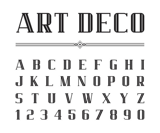 矢量艺术装饰字体和字母，压缩字母集。了不起的盖茨比风格图片下载