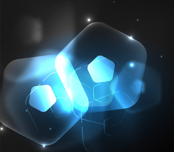 发光的玻璃透明的五角形，几何抽象的数字背景图片下载