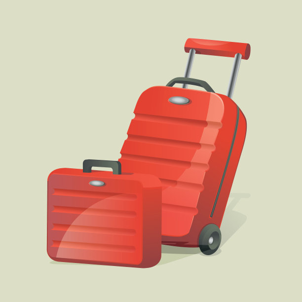 两个红色行李的详细矢量图图片下载