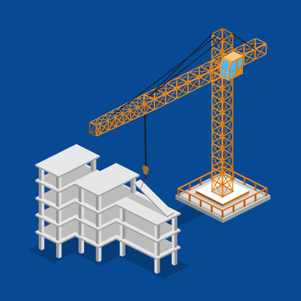 等距三维矢量图等距三维矢量图建筑起重机，建筑建筑图片下载