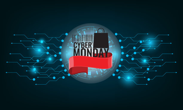 网络星期一销售概念与技术背景横幅。图片下载