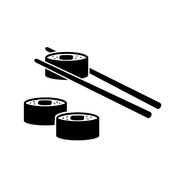 寿司卷和筷子矢量图标孤立在白色背景图片下载