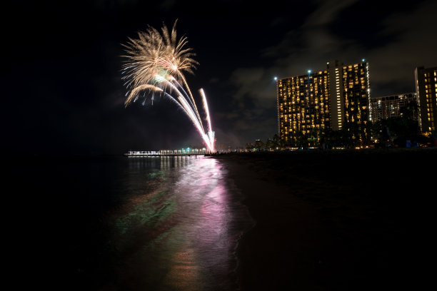 威基基海滩烟花图片下载