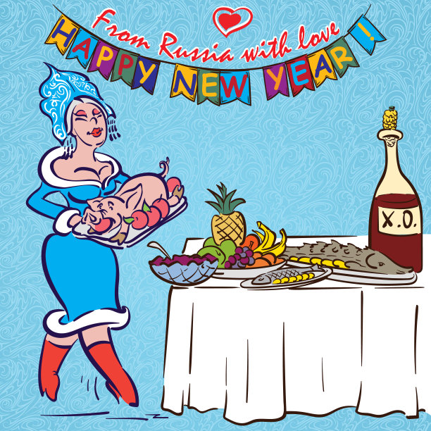 Snegurochka帮忙准备新年晚餐图片下载