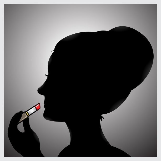涂口红的女性剪影图片下载