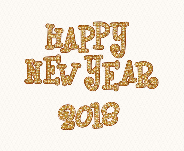 姜饼字体。新年快乐。圣诞饼干。矢量插图。图片下载