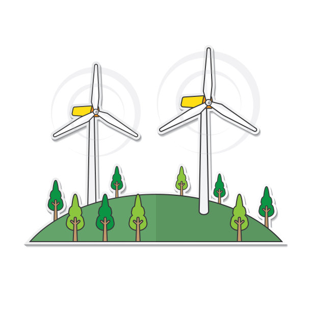 风力涡轮机的位置在山上简单的图形图片下载