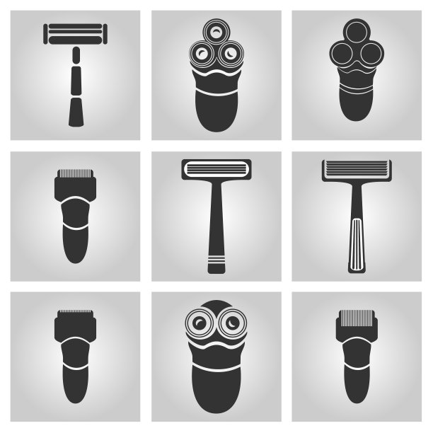 扁平时尚的黑色图标与电动剃须刀从灰色背景隔离。女性剃须器。经典的安全矢量剃刀。图片下载