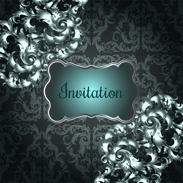 复古的深色背景，花卉古董卡，维多利亚时代的银饰，巴洛克式的框架，美丽，豪华，古老的装饰，皇家，华丽的封面页，富有风格的图案模板设计图片下载