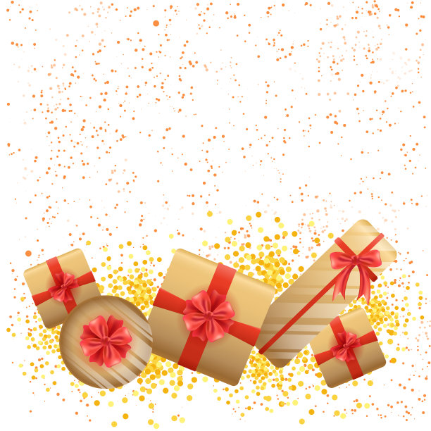 礼盒在白色背景拷贝空间装饰呈现顶角视图模板假日海报设计图片下载