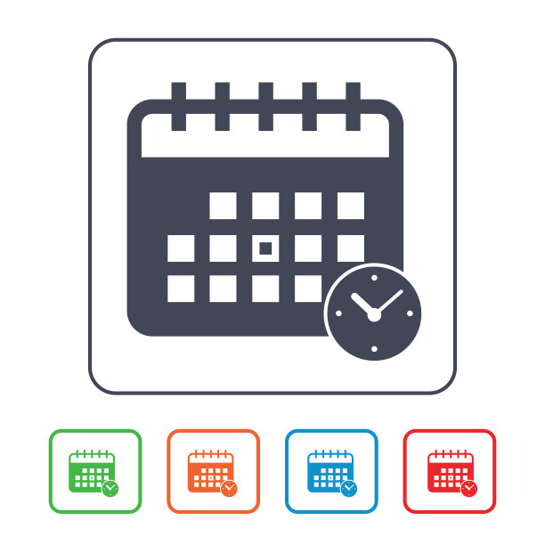 矢量日历和时钟图标。我们的版本。平面设计说明图片下载