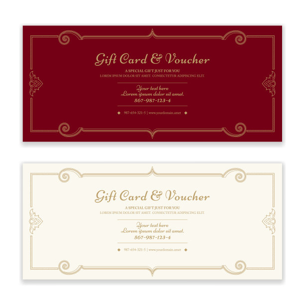 礼品证书，代金券，礼品卡或现金优惠券模板矢量格式图片下载
