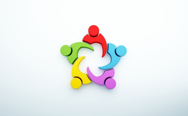 团队合作人群在白色背景图片下载