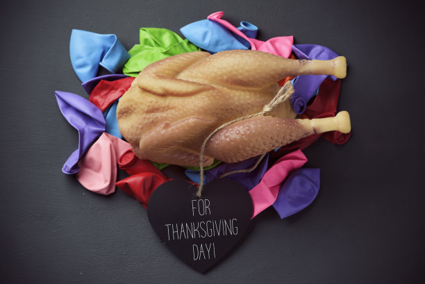 烤火鸡和短信庆祝感恩节图片下载