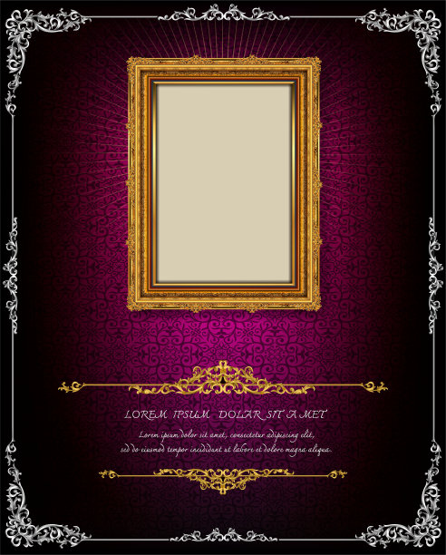 泰国皇家黄金框架上的德雷克模式背景，老式照片框架上的德雷克背景，古董，矢量设计模式图片下载