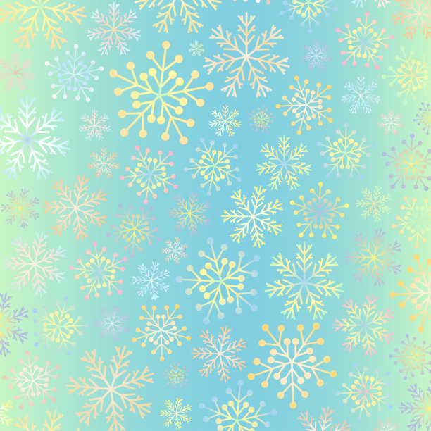 矢量背景手绘彩色雪花素材图片