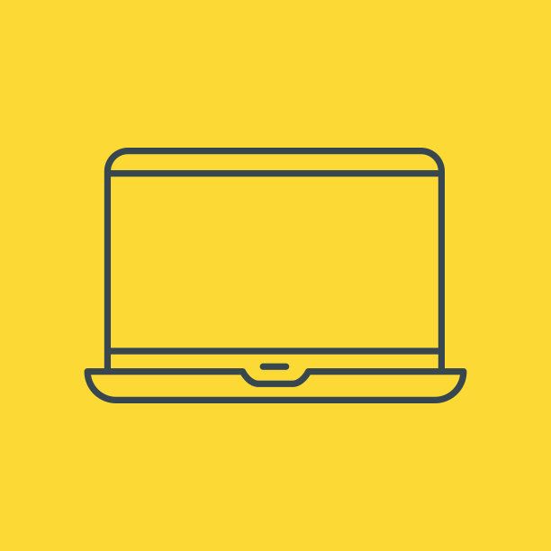 黄色背景上的现代笔记本图标。现代简单的平面装置标志。矢量插图。图片下载