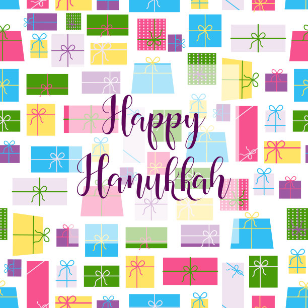 光明节快乐贺卡。矢量手绘插图图片下载