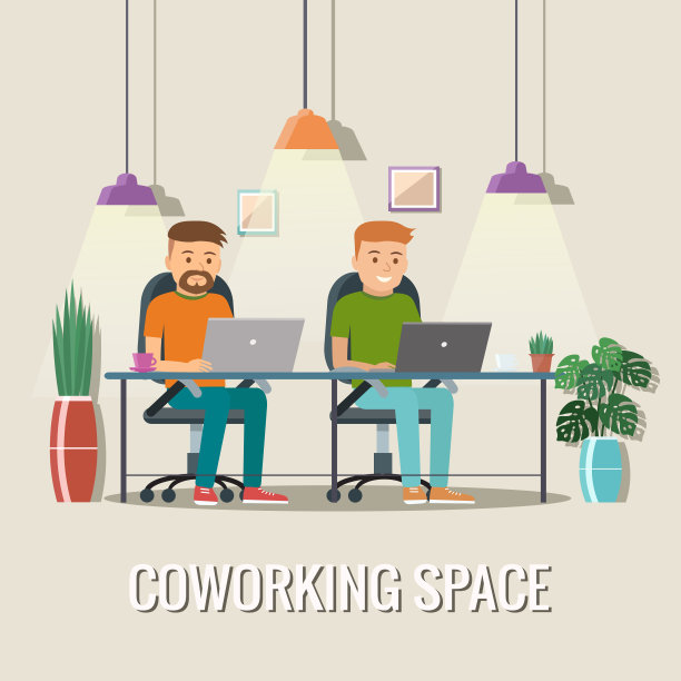 共同工作空间的矢量插图。工作的地方,办公室。在创意办公室工作的人。图片下载