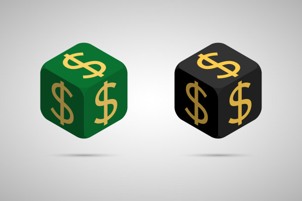 美元。绿色和黑色的美元立方体图片下载