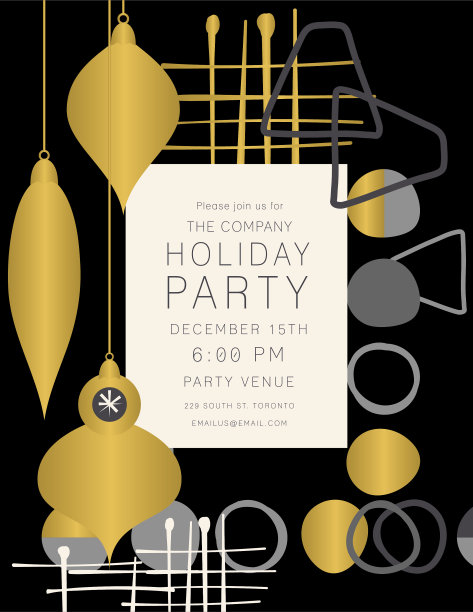 复古中世纪现代风格的假日派对邀请图片下载