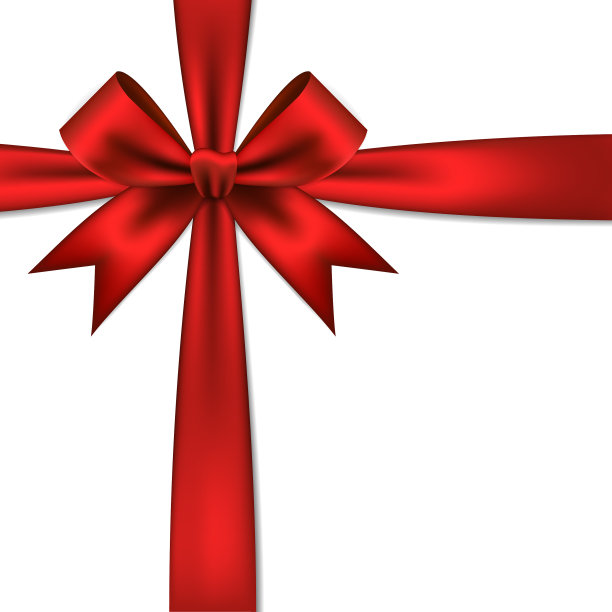 红色的礼品蝴蝶结和丝带。图片下载