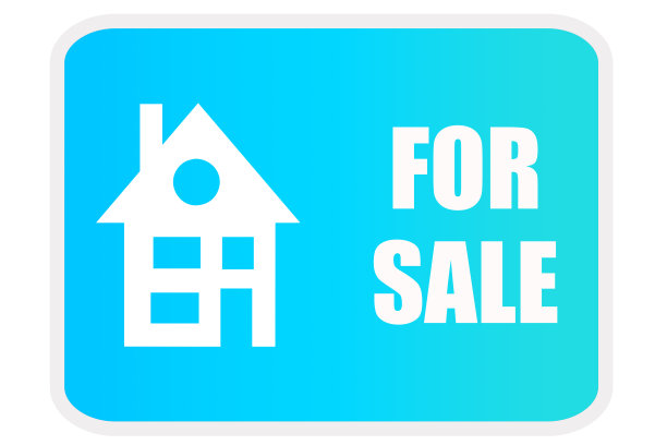 出售的蓝色房屋海报。图片下载