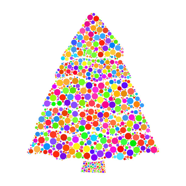 圣诞树点矢量孤立在白色的背景图片下载