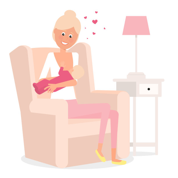 带着哺乳婴儿的年轻母亲。矢量图图片下载