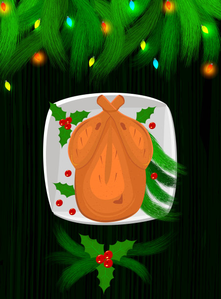 圣诞晚餐食物油炸火鸡图片下载