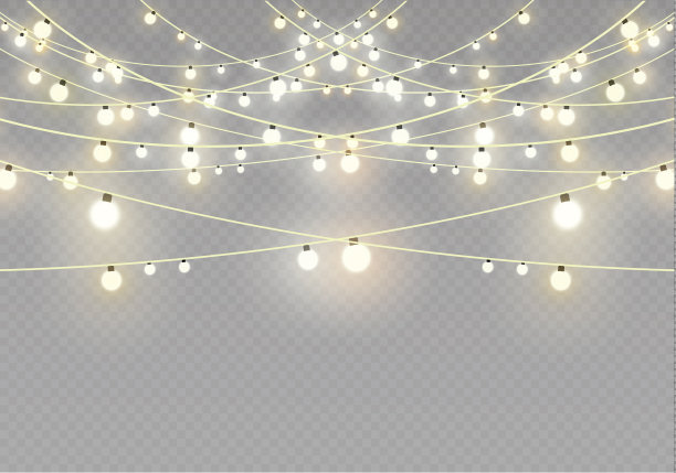 圣诞灯孤立在透明的背景。圣诞节的花环。矢量图图片下载