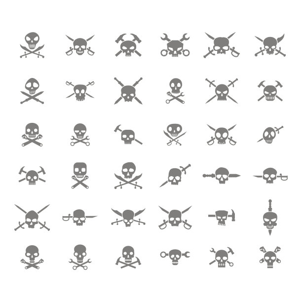 一套单色图标与头骨图片下载