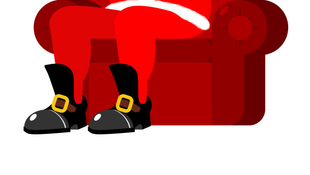 椅子腿上的圣诞老人。圣诞节休息。新年矢量图图片下载