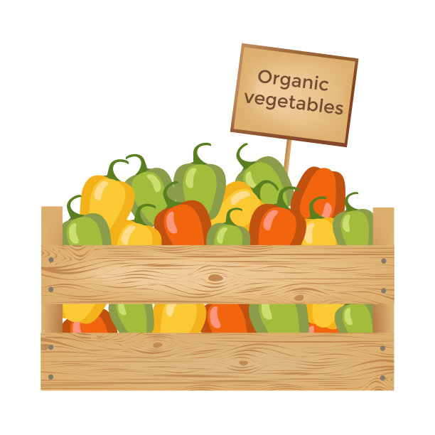 一盒甜椒。有机蔬菜。图片下载