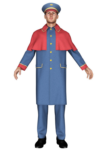 3D渲染酒店门卫在白色图片下载