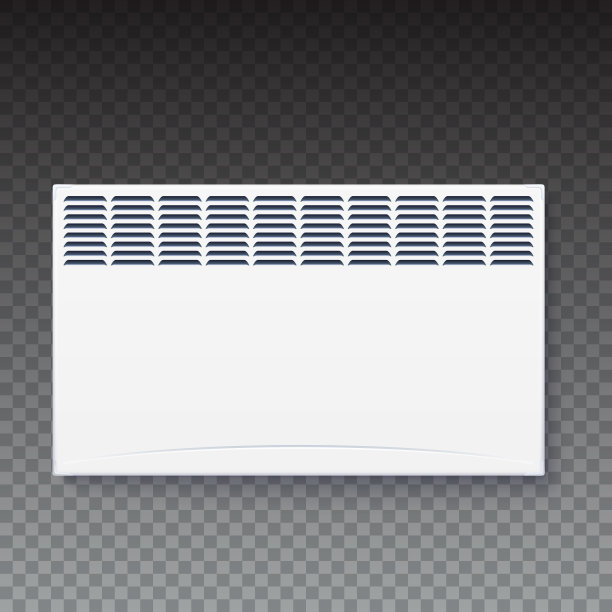 家用电加热器，家用暖气片的图标，空间取暖用散热器的电面板隔离在透明背景上图片下载